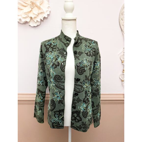 Sigrid Olsen Embroidered Cardigan Jacket Petite Small - Picture 1 of 7